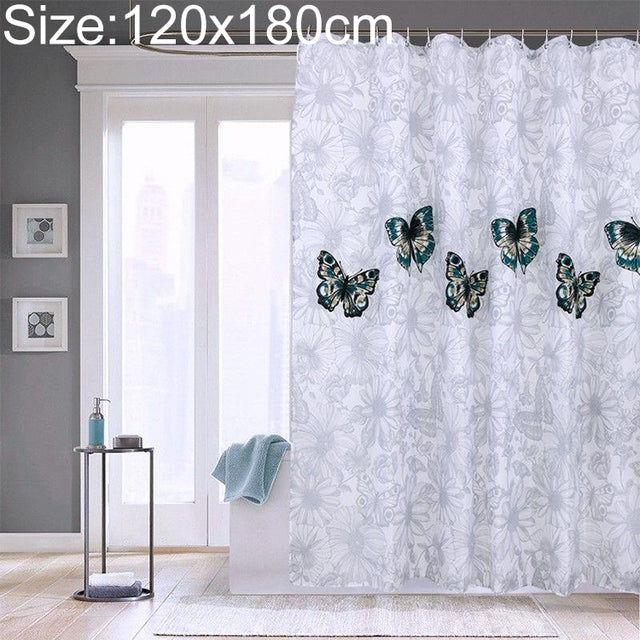 Butterfly Water-resistant Polyester Shower Washable Bathroom Curtains, Size:120x180cm