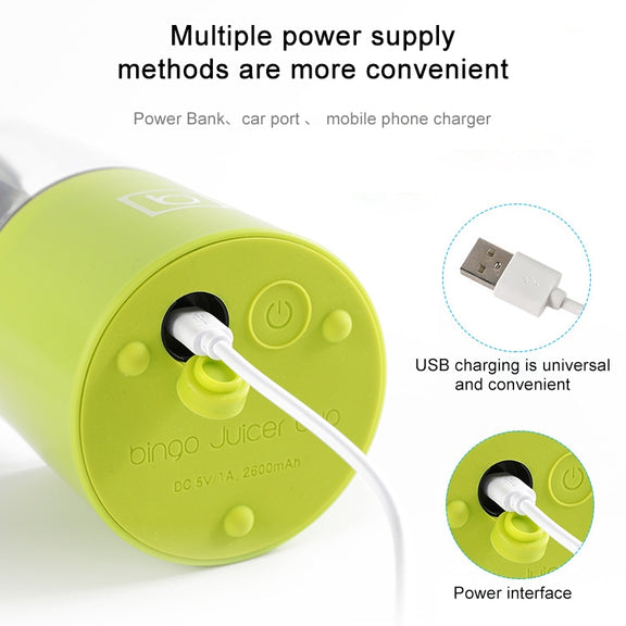 Mini Portable Electric Juicer Cup USB Rechargeable Juicer Fruit Juice Extractor(Blue)
