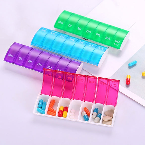 Portable Seven-part Mini Storage Pill Box(Blue)