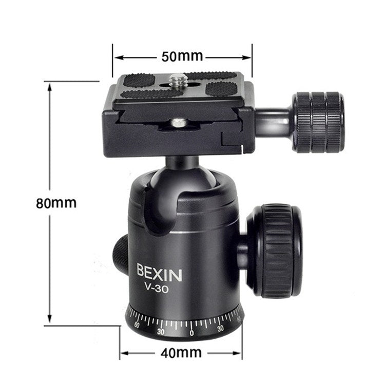 BEXIN 360 Degree Rotation Aluminum Alloy Tripod 30mm Ball Head with Quick Release Plate - free shipping - PMC Jewellery - Order now!