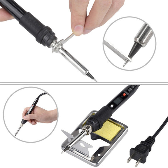 908S 80W LCD Thermostat Soldering Iron Constant Temperature Soldering Iron, Plug Type:US Plug(Red)