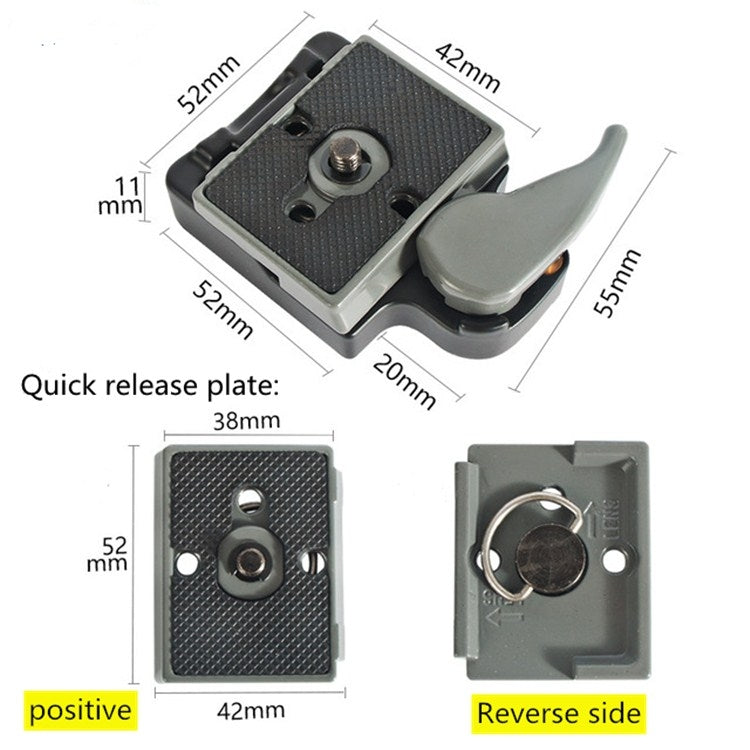 BEXIN Tripod Head Quick Release Plate Holder For Manfrotto 200PL-14(Grey)