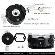 BEXIN QJ07 360 Degree Rotation Panoramic Clip Holder Pan/tilt Tripod Quick Release Plate