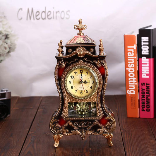 Vintage Clock Classical Royalty Sitting Room TV Cabinet Desk Imperial Furnishing Creative Sit Pendulum Clock(Brown) - free shipping - PMC Jewellery - Order now!