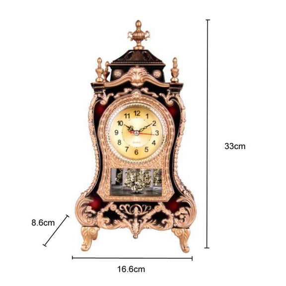 Vintage Clock Classical Royalty Sitting Room TV Cabinet Desk Imperial Furnishing Creative Sit Pendulum Clock(Brown)