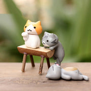 2 Sets Fleshy Flower Pot Moss Micro Landscape Doll Cute Cat Decoration Doll Cake DIY Assembly Ornaments