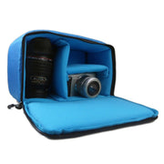 Water-resistant DSLR Padded insert Case Water-resistant Zipper Removable Partition Camera Bags(Blue)