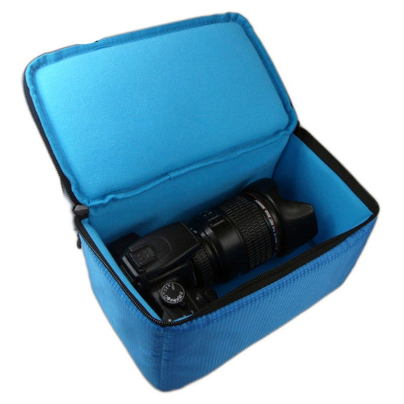 Water-resistant DSLR Padded insert Case Water-resistant Zipper Removable Partition Camera Bags(Blue)