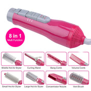 8 in 1 Professional Hair Dryer Hair Curler for Hotel Travel With Comb Powerful Hairdryer(black)