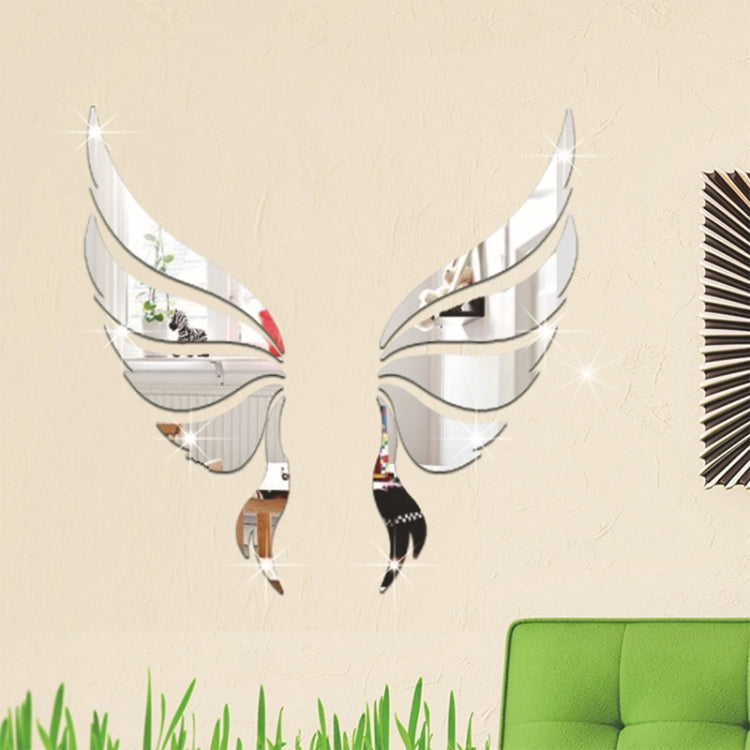 Crystal Three Dimensional Decorative Wall Stickers Angel Wings Bedroom Decorative Mirror(Silver) - Decorative Mirrors by PMC TechLife | Online Shopping South Africa | PMC TechLife
