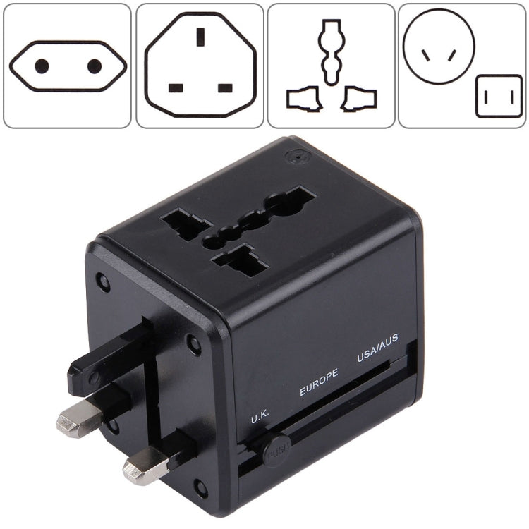 World-Wide Universal Travel Concealable Plugs Adapter with & Built-in Dual USB Ports Charger for US, UK, AU, EU(Black) - free shipping - PMC TechLife - Order now!