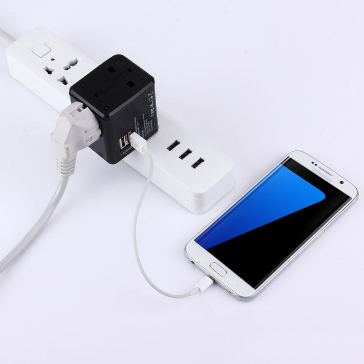 World-Wide Universal Travel Concealable Plugs Adapter with & Built-in Dual USB Ports Charger for US, UK, AU, EU(Black) - free shipping - PMC TechLife - Order now!
