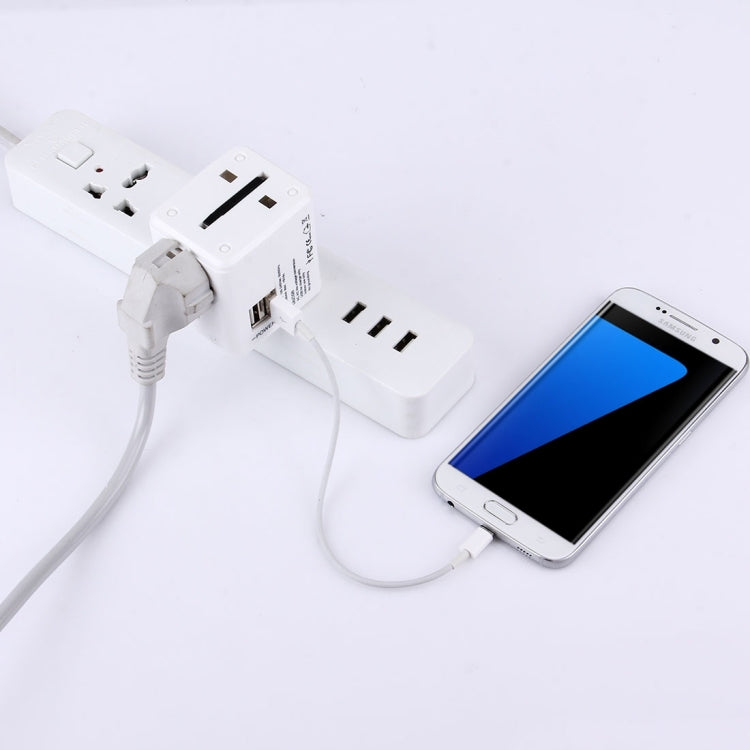 World-Wide Universal Travel Concealable Plugs Adapter with & Built-in Dual USB Ports Charger for US, UK, AU, EU(White) - Plug Adaptor by PMC TechLife | Online Shopping South Africa | PMC TechLife | Buy Now Pay Later Mobicred