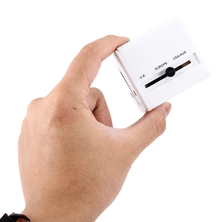 World-Wide Universal Travel Concealable Plugs Adapter with & Built-in Dual USB Ports Charger for US, UK, AU, EU(White) - Plug Adaptor by PMC TechLife | Online Shopping South Africa | PMC TechLife | Buy Now Pay Later Mobicred