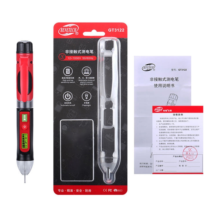 BENETECH GT3122 Non-contact Tester Pen Meter Digital AC/DC Voltage Detectors - Current & Voltage Tester by BENETECH | Online Shopping South Africa | PMC TechLife | Buy Now Pay Later Mobicred
