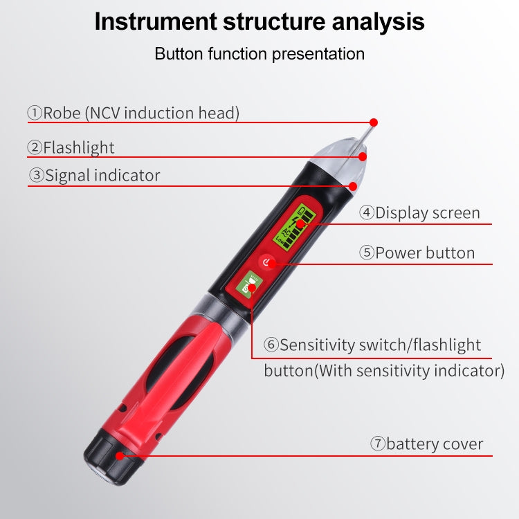 WINTACT WT3010  LED AC Voltage Tester Non-Contact Detector Pen 12-1000V AC Voltage Detector - Current & Voltage Tester by Wintact | Online Shopping South Africa | PMC Jewellery | Buy Now Pay Later Mobicred