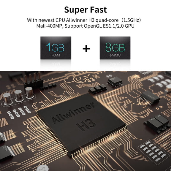 R69 1080P HD Smart TV BOX Android 4.4 Media Player with Remote Control, Quad Core Allwinner H3, RAM: 1GB, ROM: 8GB, 2.4G WiFi, LAN, UK Plug