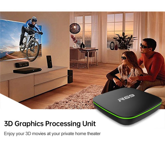 R69 1080P HD Smart TV BOX Android 4.4 Media Player with Remote Control, Quad Core Allwinner H3, RAM: 1GB, ROM: 8GB, 2.4G WiFi, LAN, UK Plug