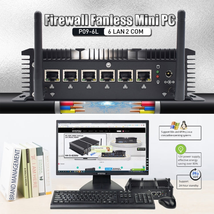 HYSTOU P09-6L Windows / Linux System Mini PC, Intel Celeron 3865U 2 Core 2 Threads up to 1.80GHz, Support mSATA, 4GB RAM DDR3 + 128GB SSD - free shipping - PMC Jewellery - Order now!