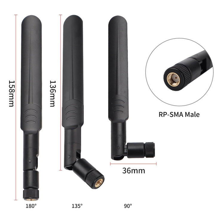 2 x 6dBi 2.4GHz 5GHz Dual Band WiFi RP-SMA Male Antenna + 2 x 35CM RP-SMA IPEX MHF4 Pigtail Cable for M.2 NGFF WiFi WLAN Card (Black)
