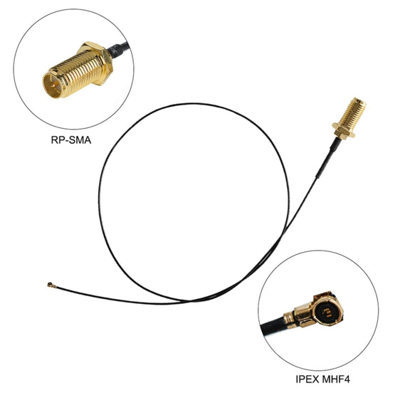 2 x 6dBi 2.4GHz 5GHz Dual Band WiFi RP-SMA Male Antenna + 2 x 35CM RP-SMA IPEX MHF4 Pigtail Cable for M.2 NGFF WiFi WLAN Card (Black)