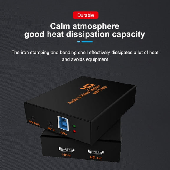 Z28 Professional HDMI Female + Mic + Line In to HDMI Female USB 3.0 Video Audio Capture Box(Black)