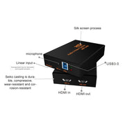 Z28 Professional HDMI Female + Mic + Line In to HDMI Female USB 3.0 Video Audio Capture Box(Black)