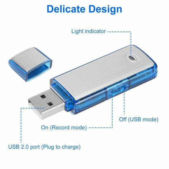 SK858 16GB Rechargeable Portable U-Disk Meeting Voice Recorder (Blue)