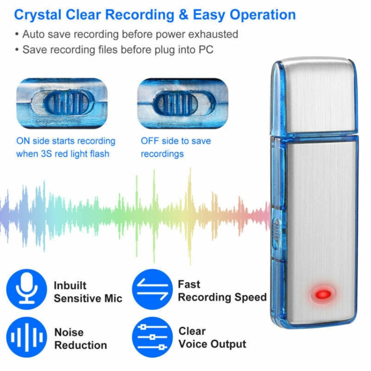 SK858 16GB Rechargeable Portable U-Disk Meeting Voice Recorder (Blue) - U-Disk Recorder by PMC TechLife | Online Shopping South Africa | PMC TechLife | Buy Now Pay Later Mobicred