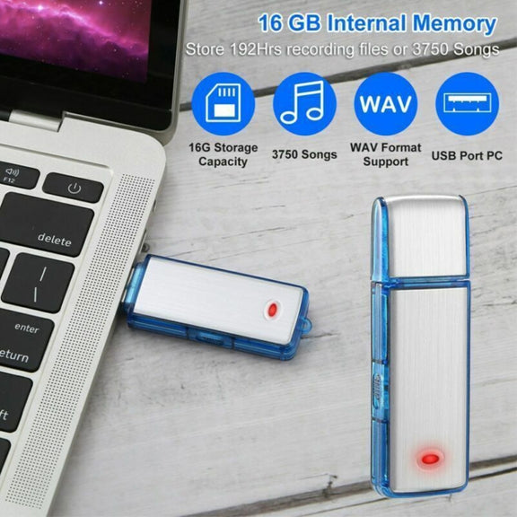 SK858 16GB Rechargeable Portable U-Disk Meeting Voice Recorder (Blue)