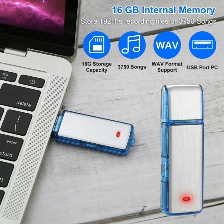 SK858 32GB Rechargeable Portable U-Disk Meeting Voice Recorder (Blue)