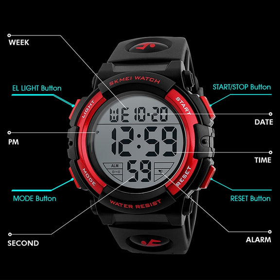 SKMEI 1258 Multifunctional Outdoor Sports Noctilucent Water-resistant Wrist Watch, Size: S(Gold)