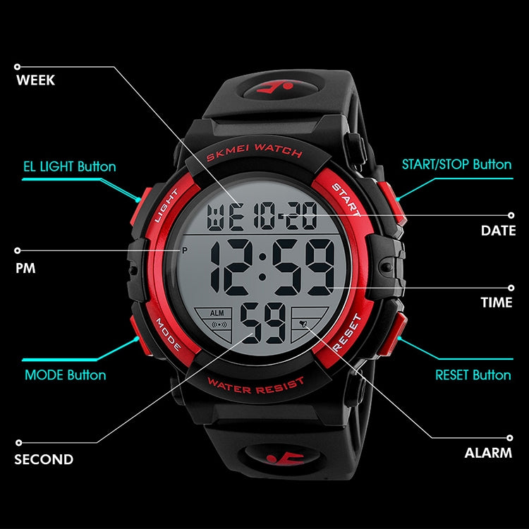 SKMEI 1258 Multifunctional Outdoor Sports Noctilucent Water-resistant Wrist Watch, Size: S(Gold)