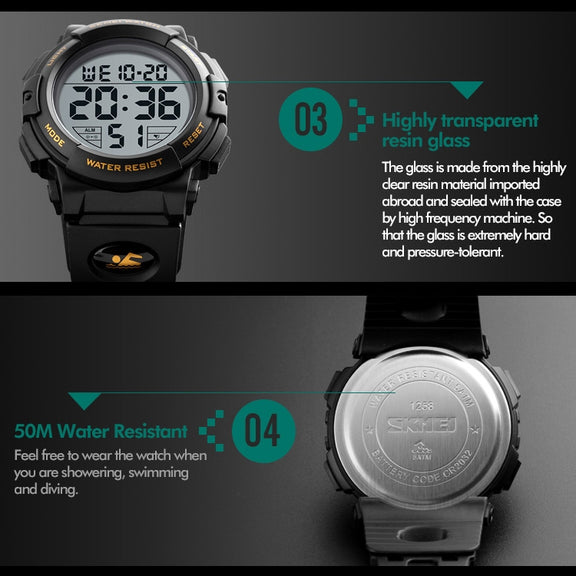 SKMEI 1258 Multifunctional Outdoor Sports Noctilucent Water-resistant Wrist Watch, Size: S(Gold)