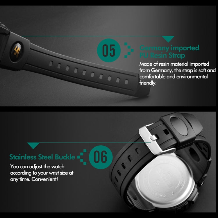 SKMEI 1258 Multifunctional Outdoor Sports Noctilucent Water-resistant Wrist Watch, Size: S(Gold)