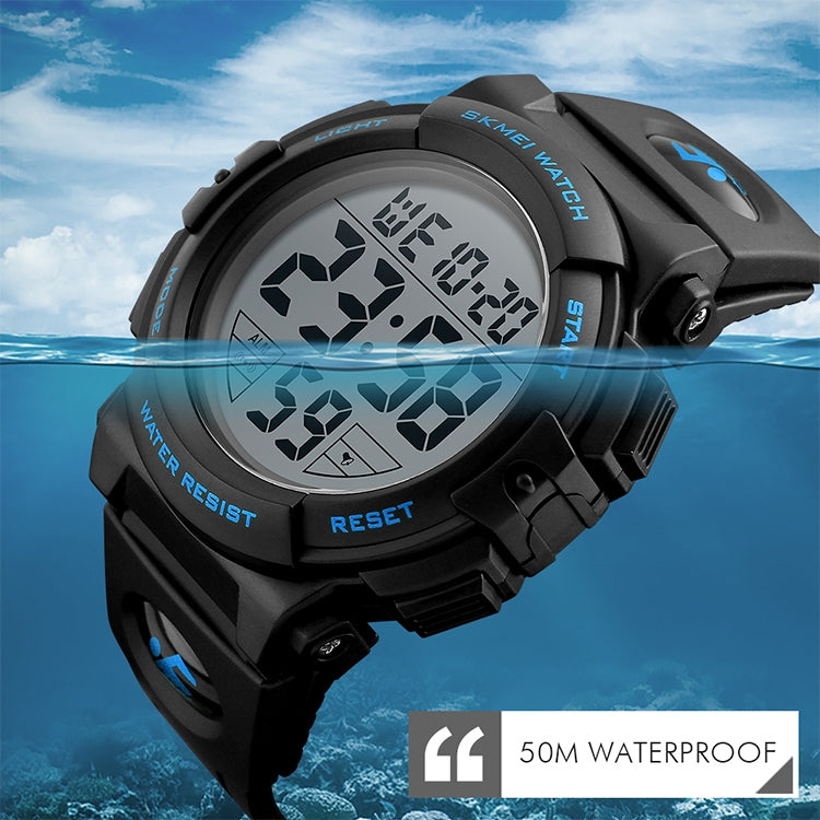 SKMEI 1258 Multifunctional Outdoor Sports Noctilucent Water-resistant Wrist Watch, Size: S(Blue)