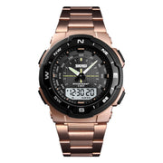 SKMEI 1370 Multifunctional Men Outdoor Sports Noctilucent Water-resistant Stainless Steel Digital Wrist Watch (Rose Gold)