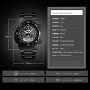 SKMEI 1370 Multifunctional Men Outdoor Sports Noctilucent Water-resistant Stainless Steel Digital Wrist Watch (Rose Gold)