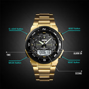 SKMEI 1370 Multifunctional Men Outdoor Sports Noctilucent Water-resistant Stainless Steel Digital Wrist Watch (Silver)