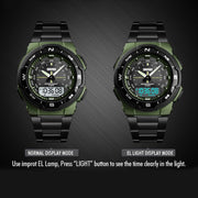 SKMEI 1370 Multifunctional Men Outdoor Sports Noctilucent Water-resistant Stainless Steel Digital Wrist Watch (Gold)