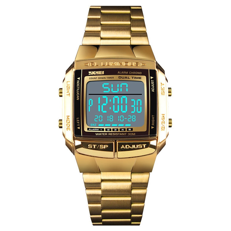 SKMEI 1381 Multifunctional Men Outdoor Business Sport Noctilucent Waterproof Digital Wrist Watch(Gold) - free shipping - PMC TechLife - Order now!