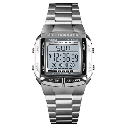 SKMEI 1381 Multifunctional Men Outdoor Business Sport Noctilucent Waterproof Digital Wrist Watch(Silver) - free shipping - PMC Jewellery - Order now!