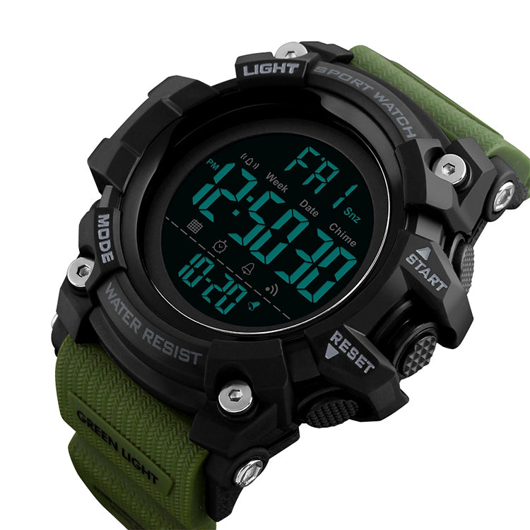 SKMEI 1384 Multifunctional Men Outdoor Fashion Noctilucent Water-resistant LED Digital Watch (Army Green)