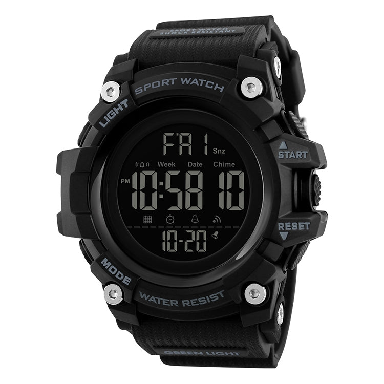 SKMEI 1384 Multifunctional Men Outdoor Fashion Noctilucent Water-resistant LED Digital Watch (Black)