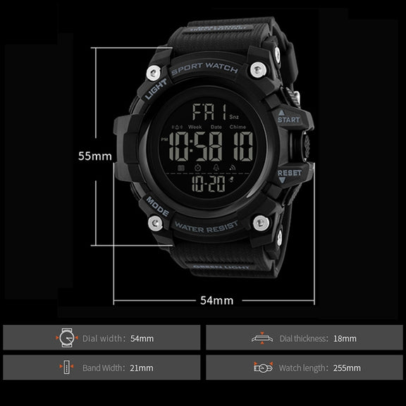 SKMEI 1384 Multifunctional Men Outdoor Fashion Noctilucent Water-resistant LED Digital Watch (Black)