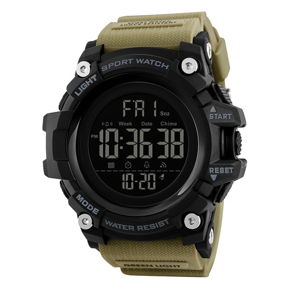 SKMEI 1384 Multifunctional Men Outdoor Fashion Noctilucent Water-resistant LED Digital Watch (Khaki)