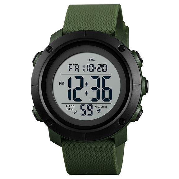 SKMEI 1426 Multifunctional Outdoor Fashion Noctilucent Water-resistant White Machine Rubber Ring Digital Watch(Army Green)