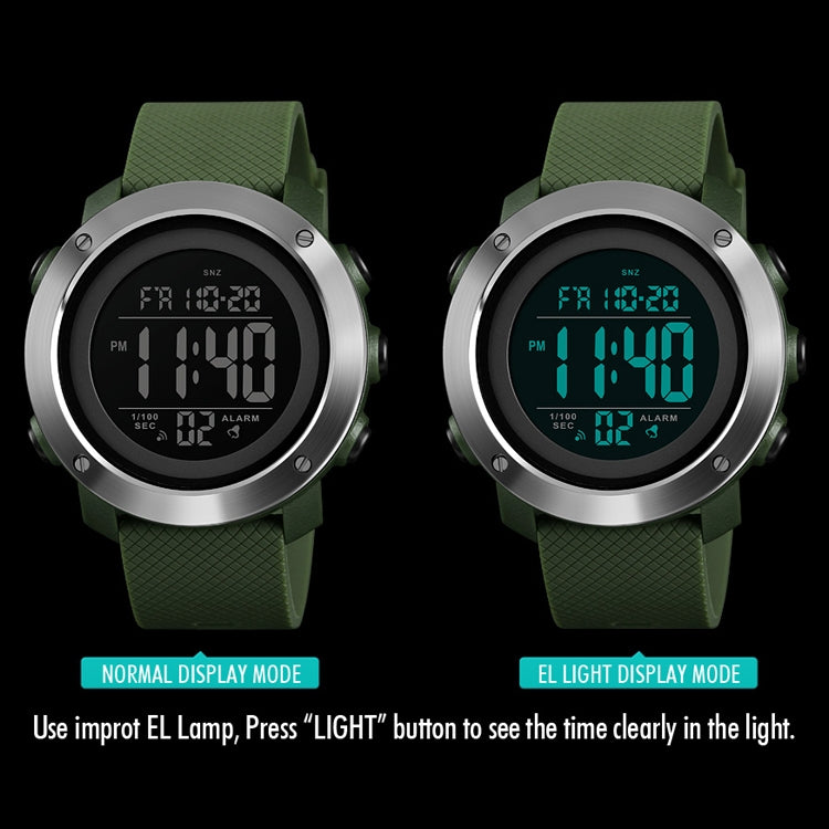 SKMEI 1426 Multifunctional Outdoor Fashion Noctilucent Waterproof White Machine Rubber Ring Digital Watch(Army Green) - free shipping - PMC TechLife - Order now!