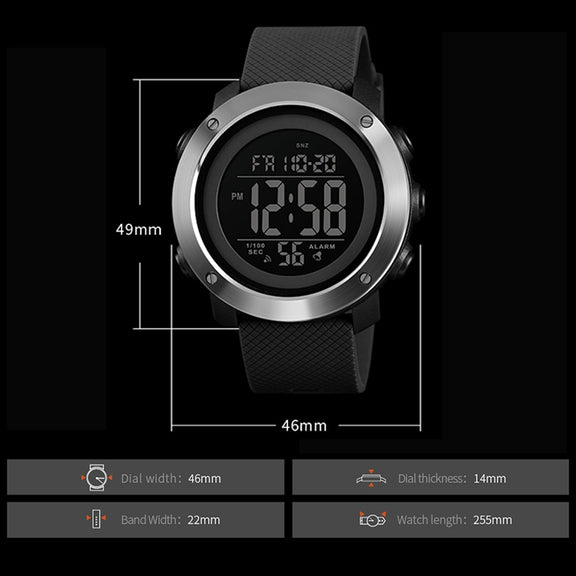 SKMEI 1426 Multifunctional Outdoor Fashion Noctilucent Water-resistant White Machine Rubber Ring Digital Watch(Black)