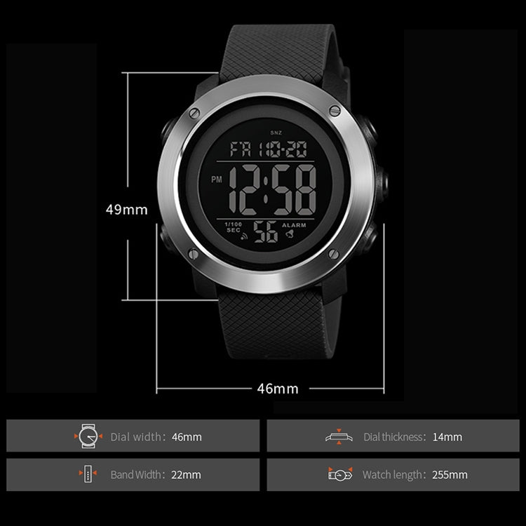 SKMEI 1426 Multifunctional Outdoor Fashion Noctilucent Water-resistant White Machine Rubber Ring Digital Watch(Black)